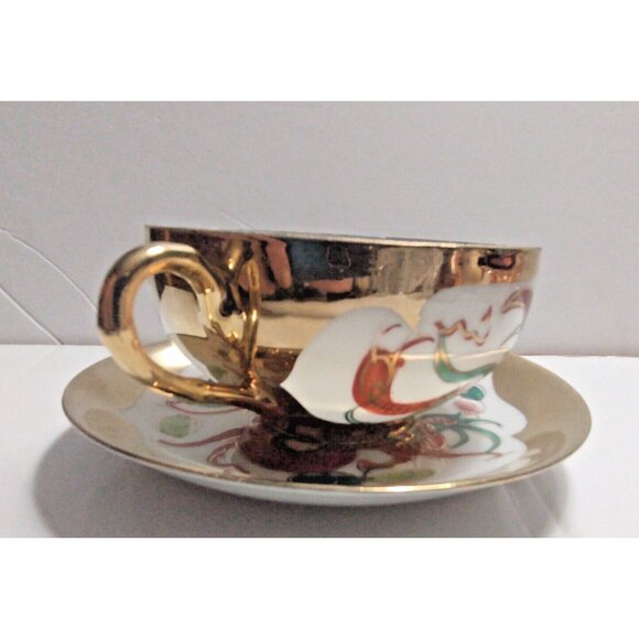 Chinese Dragon Hand Made Eggshell Porcelain Tea Cup & Saucer 22K Gold gilt - Picture 15 of 16